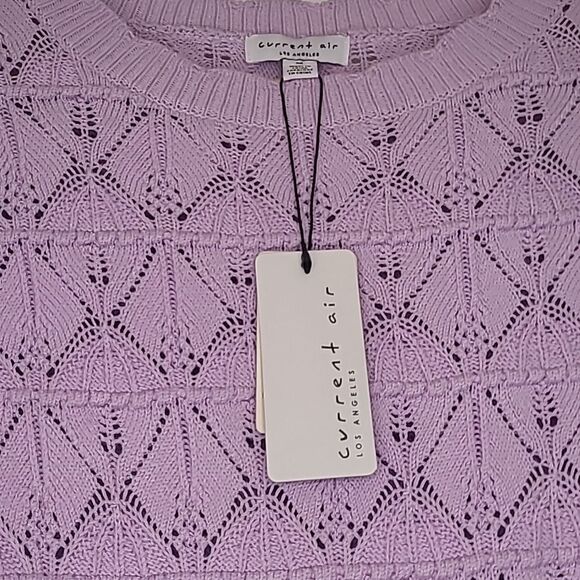 CURRENT AIR Long Sleeve Woven Textural Sweater Knit Top Lavender Size M - Picture 11 of 13